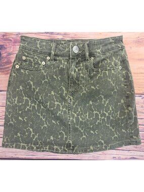 American Eagle Next Level Stretch Denim Camo Mini Skirt 00